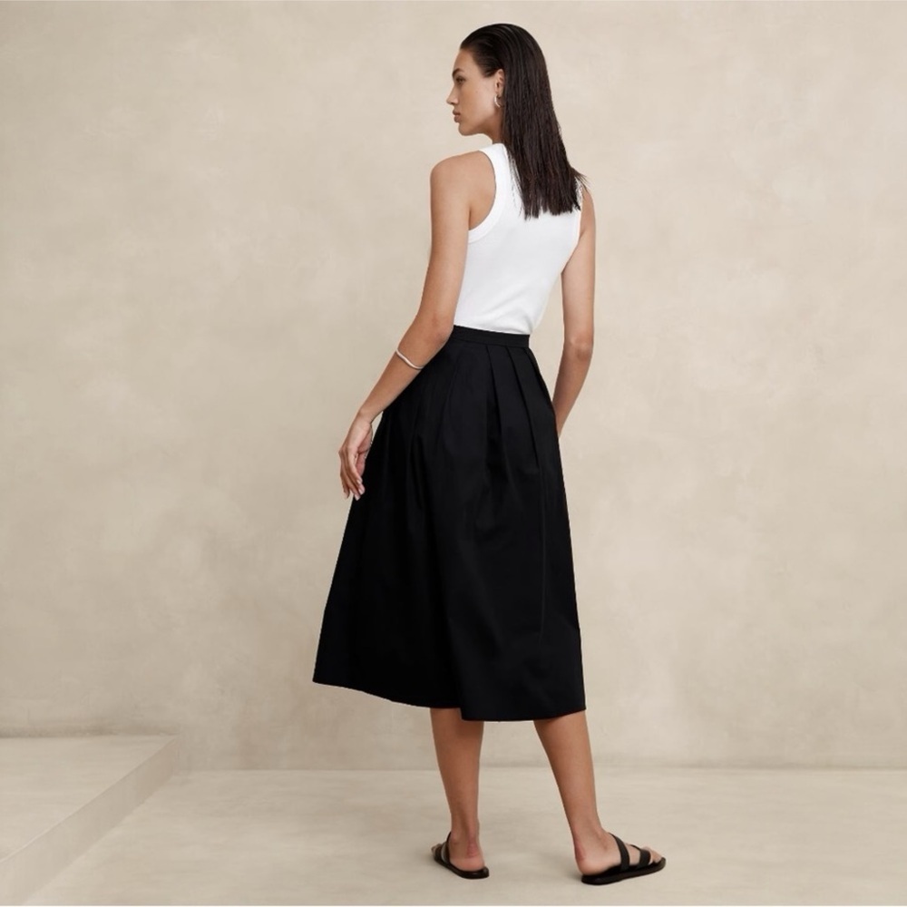 NWT Banana Republic POPLIN PLEATED MIDI SKIRT - Picture 2 of 4